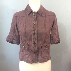 Caslon Linen Short Sleeve Jacket